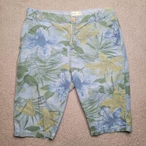 Zara Shorts Boys 13-14 Blue Green Tropical Print Casual Summer Leaf Vacation